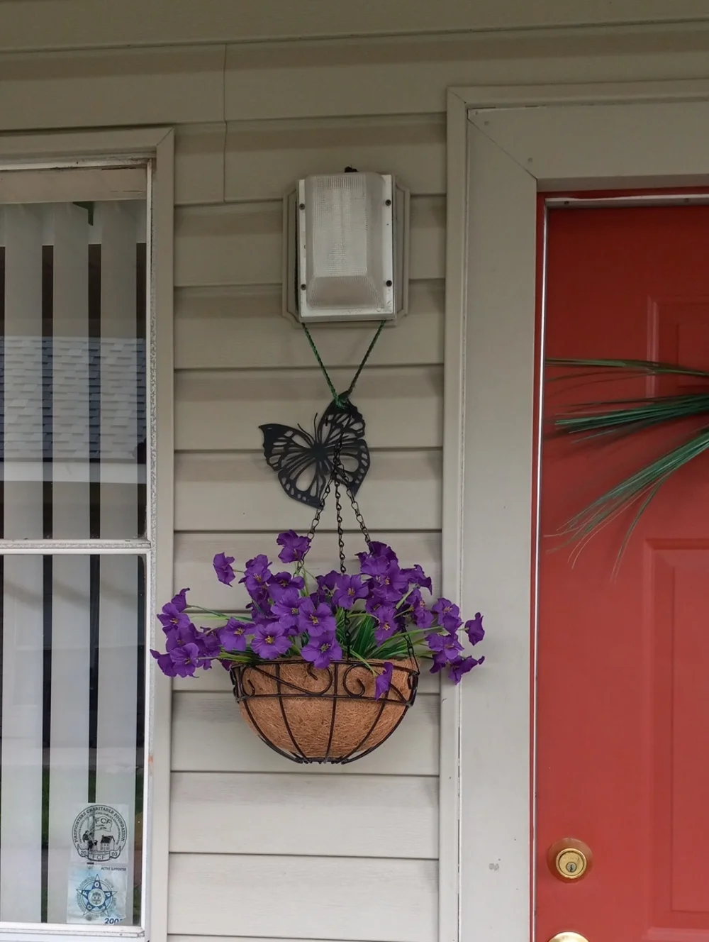 Classic Hanging Planter with Purple Flowers - Unbranded
